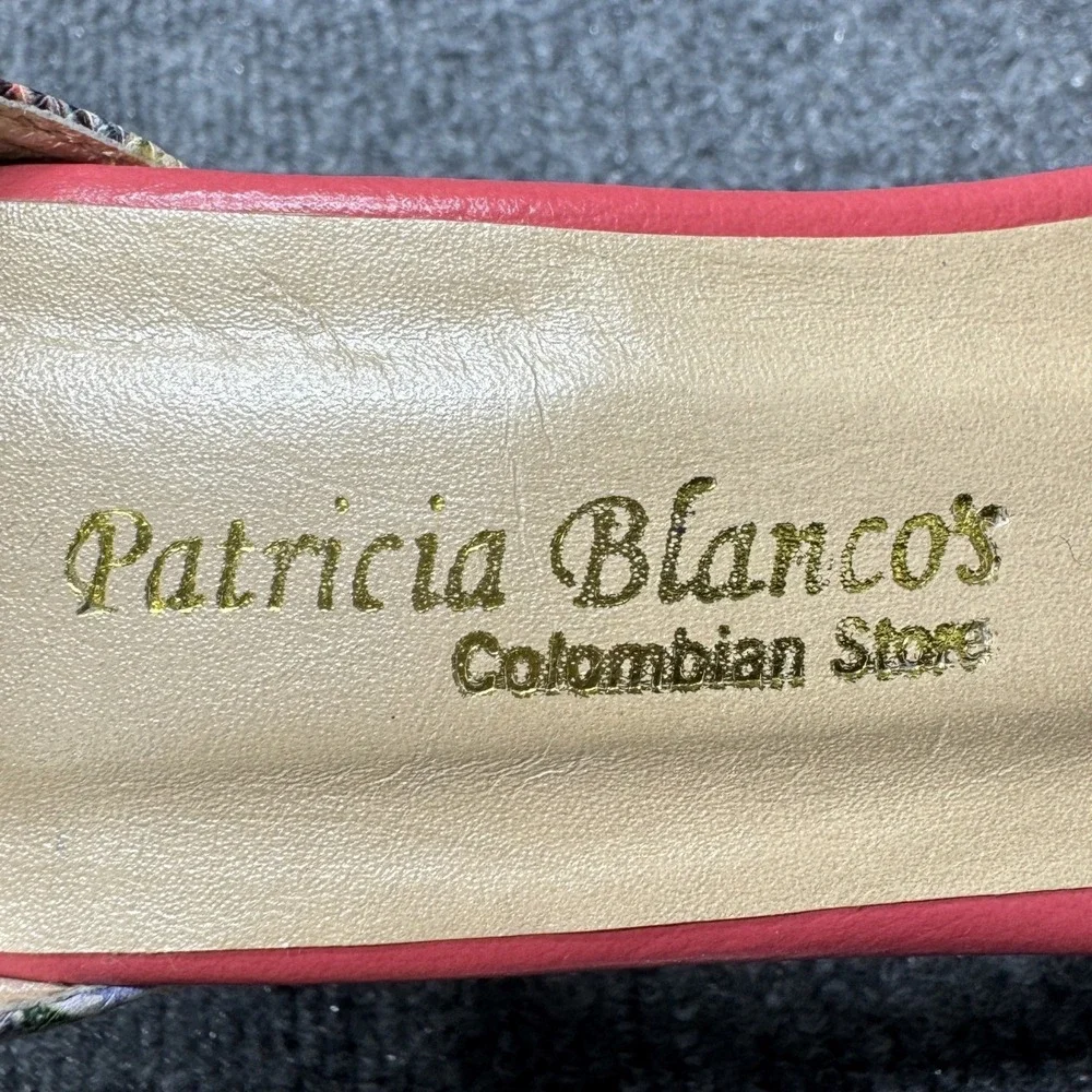 Patricia Blancos Colombian Store Platform Heels Womens 35 Red Floral Butterfly